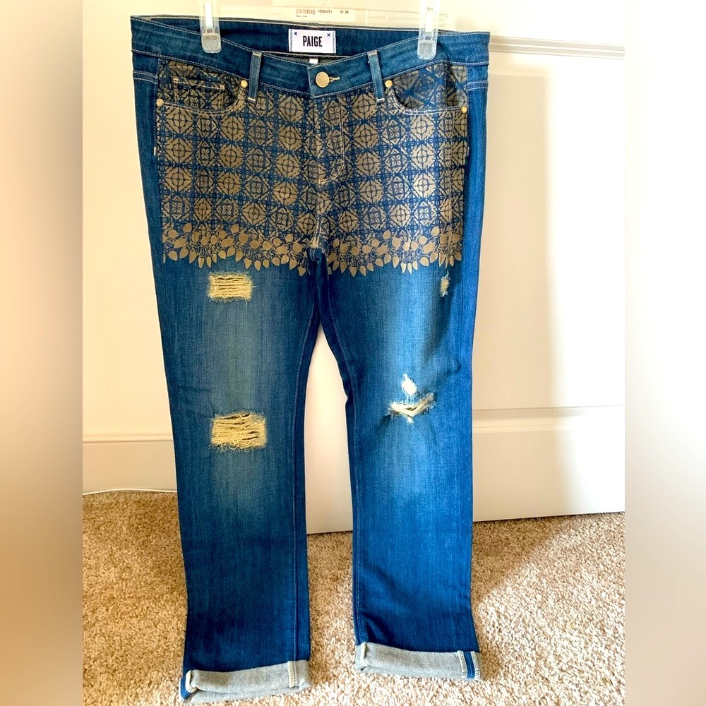 PAIGE JOSEPHINE DESTRUCTED JEANS, SIZE 30